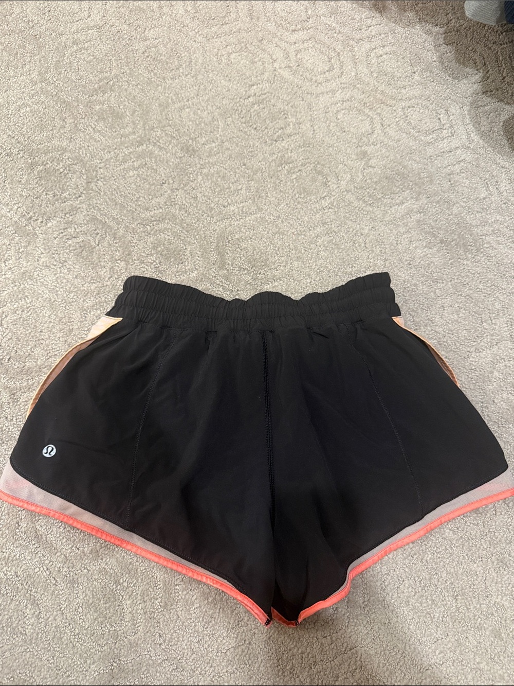 lululemon athletica Black Athletic Shorts with Coral Trim